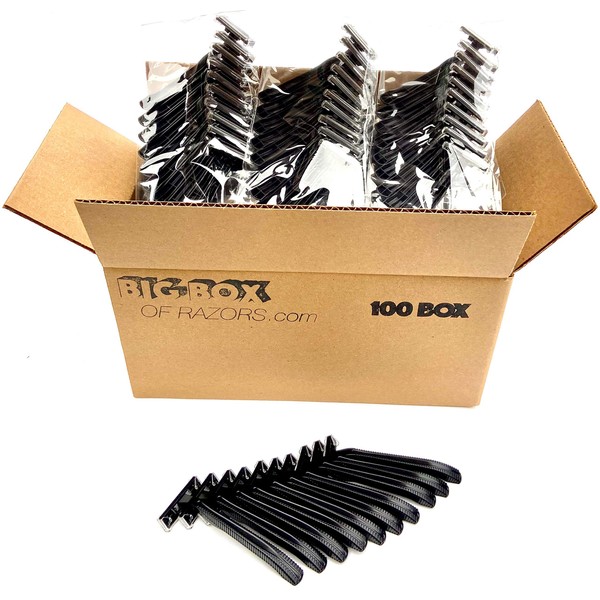 100 Twin Blade Black Disposable Razors in Bulk - Professional or Home Use