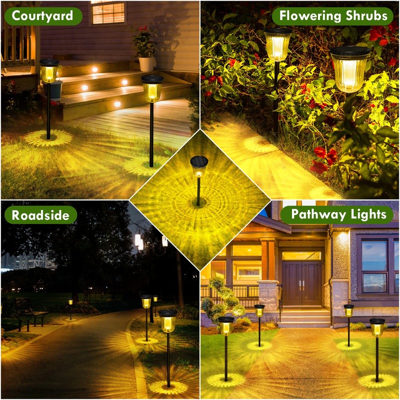 200 Lumen Solar Pathway Lights Outdoor for Yards,2 Pack Pathway