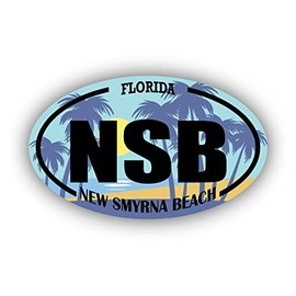 NSB New Smyrna Beach Florida | Beach Landmark Stickers | Ocean, Sea, Lake, Sand, Surfing, Paddleboarding | Perfect for Cars, Windows, laptops, flasks, Water Bottles, Luggage
