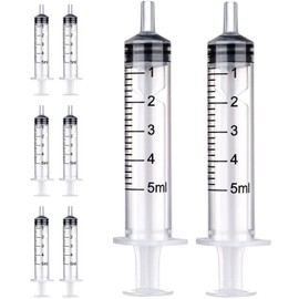 8 Pack 5ml Plastic Syringe with Measurement, Disposable Sterile Syringes, 5 ml Syringe for Liquids, Measuring Syringe Tools for Experimental Measurement, Pet Feeding and Plant Watering