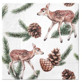 Keep Unique 20-ct 13x13 Christmas Paper Luncheon Decoupage Napkins, 3-Ply Servilletas Christmas Napkin for Art, Dinner and Party, Disposable Napkins Decor (Deers Cones)