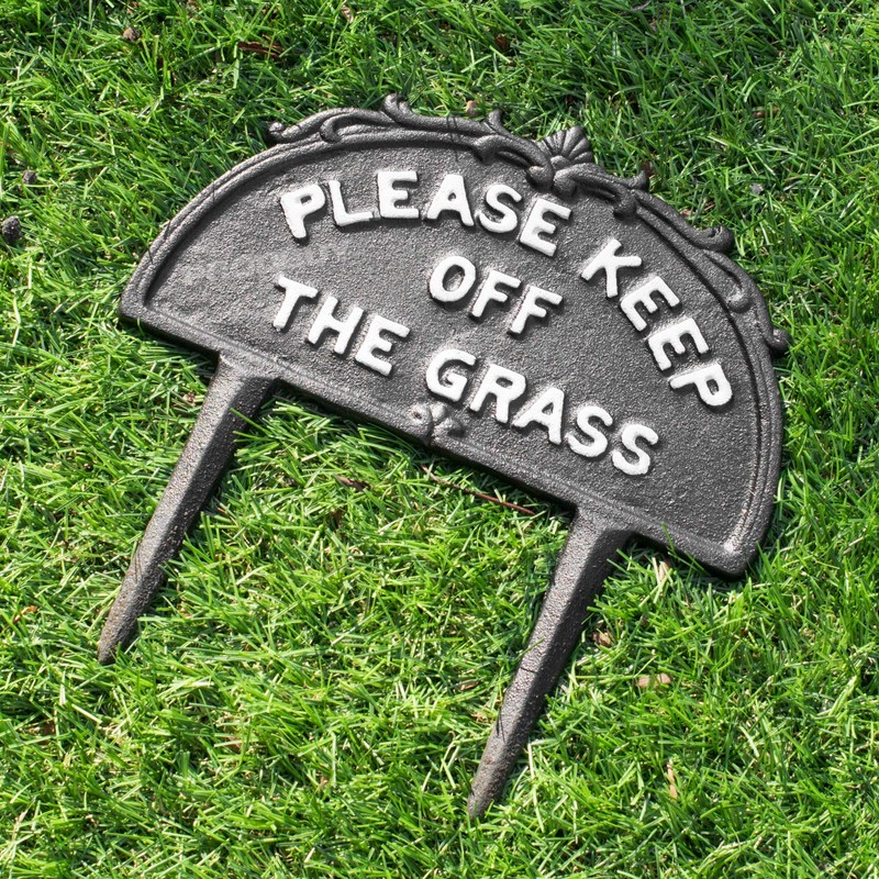 Prodbuy Vintage Cast Iron Please Keep Off The Grass Garden