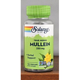 Solaray Mullein 100 Capsules True Herbs Mullein Leaves 330 mg 100 VegCaps