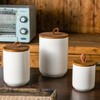 JOJUNO White Ceramic Canister Set with Wooden Lid, 3-Piece Airtight