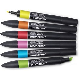 Winsor & Newton ProMarker Set, 6 Count, Vibrant Tones