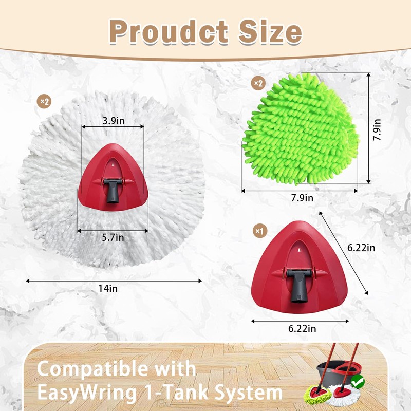 5PCS Spin Mop Replacement Head Compatible with vileda 1-Tank System,2