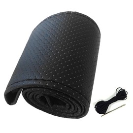 Ymiko Funda para Volante, Funda Universal para Volante de Coche, Funda para Volante de Cuero de Microfibra Perforada Cosida a Mano para Volante de 38 Cm de Diámetro (Negro)