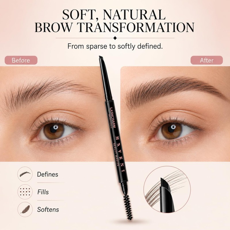 Eyebrow Pencil for Women, Black Waterproof Brow Pencil, 0.1mm Ultra-Fine