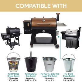 (15 Pack) Grease Bucket Liner Compatible with Pit Boss Grills 67292 Foil, Oklahoma Joe's 9518545P06, Rec Tec Large Bucket & Other Grill Bucket Accessories l 6.3” x 6.0” l Disposable Aluminum