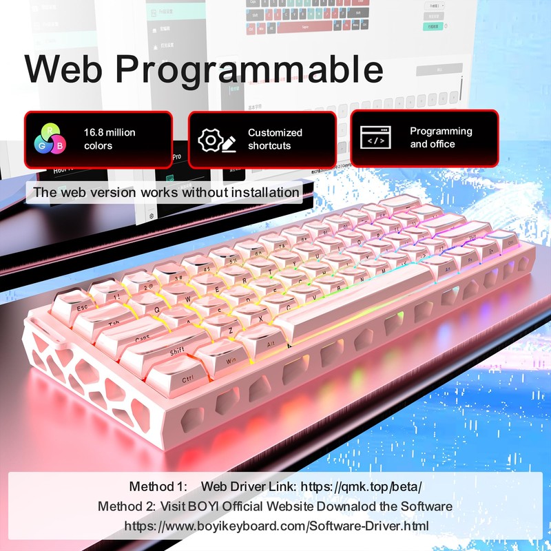 BOYI H60Pro Magnetic Switch Gaming Keyboard,60% Hollow Aluminum Hall Effect