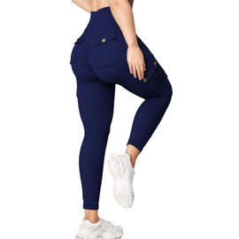 Wavar Scrunch Butt Lifting Leggings with Pockets Cargo Leggings for Women Workout Cargo Pants Tummy Control Yoga Pants S-XL Blue