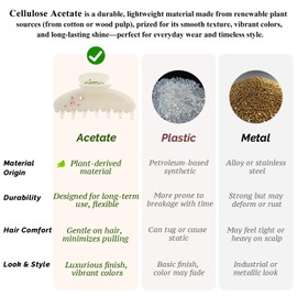 MAORULU Premium Acetate Hair Claw Clip – 4 Inch Strong Hold Hair Clamp with Rhinestone Accents, Lightweight Durable Jaw Clips for Thick, Thin, and Curly Hair, Elegant Gift for Women, Creme