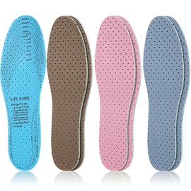 Sintege 3 Pairs Breathable Shoe Insoles Inserts Soft Cushioning Double-Layer Latex Foam Perforated Replacement Insoles for Men 7-11 Woman 2-8 (Blue,Pink,Brown)