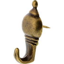 The Hillman Group 122212 Antique Push Pin Hanger Brass Plated, 3-Pack