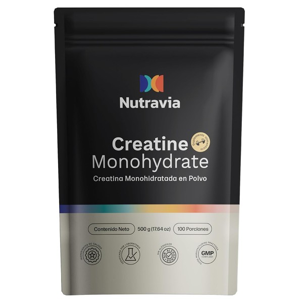 Nutravia Creatina Monohidratada 500g - Pre Entreno para Mujer y