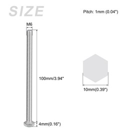 METALLIXITY Hex Bolts (M6-1x100mm) 8Pcs, 304 Stainless Steel Coarse Fully Threaded Hex Head Screw Bolt Machine Screws - for Furniture Repair, Silver