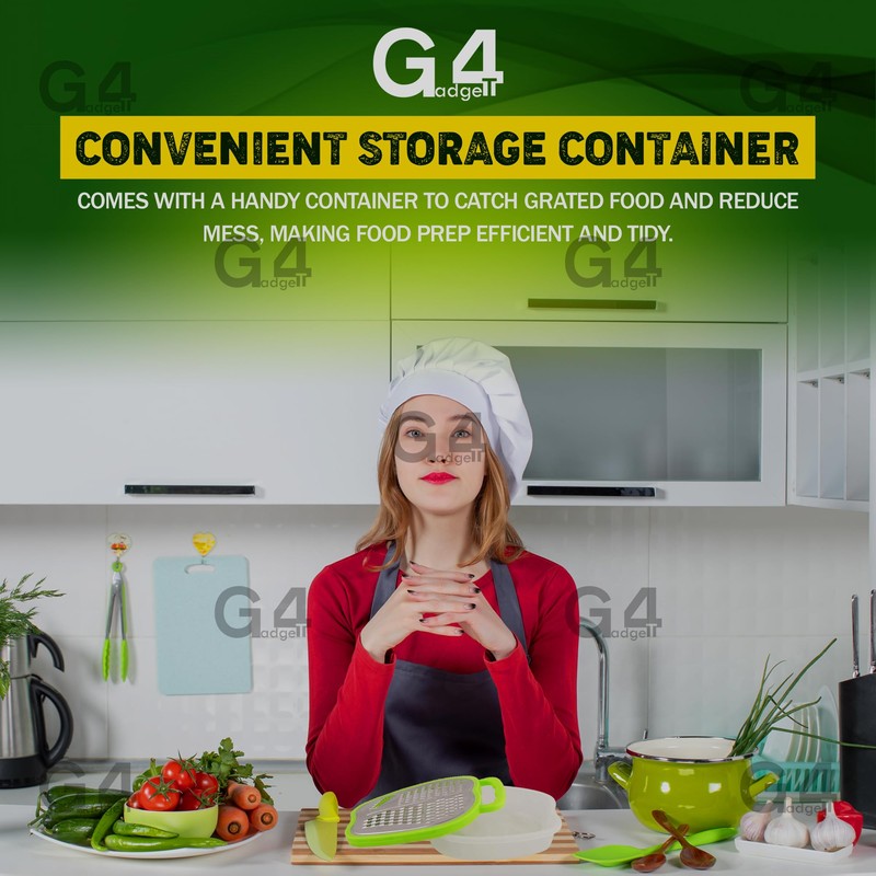 G4GADGET Vegetable Grater with Container - Multifunctional Stainless Steel Kitchen