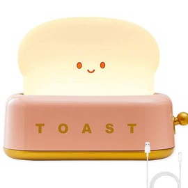KIWOP Luz de Noche Recargable, Lampara Inteligente Infantil, Luz de Noche para Niños, Luz de Noche LED, Linda Tostada Lámpara, Regulable, Adecuado para Habitación de Niños, Dormitorio (Rosa)