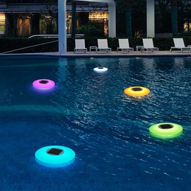NORTTA 3 Pack Solar LED Floating Pool Lights 16 Colors 4 Modes Dusk to Dawn