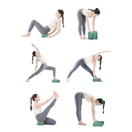 PROIRON Yoga Blocks, Set of 2, Stretch Blocks, Yoga Blocks, High Density EVA, Popular, Moisture Proof, 9.1 x 5.9 x 3.0 inches (23 x 15 x 7.5 cm) (Deep Green)