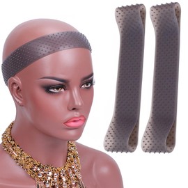 LULALA TOO No-Slip Wig Grip Band Transparent Silicone Wig Band Comfort Head Hair Band Extra Hold Wig Headband Adjustable Women Hair Wig Band (2 Pack Black)