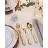 Morejoy 350PCS White and Gold Plastic Plates - Gold Plastic