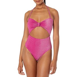 BCBGeneration womens Knot Front Cut Out Tummy Control Quick Dry Bathing One Piece Swimsuit, Berry, X-Small US