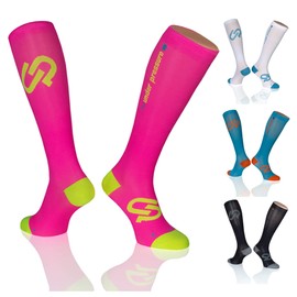 under pressure Sports Compression Socks Ultra Light (Strong Compression: 20-22 mmHg) Highest Quality Made in Germany, neon pink