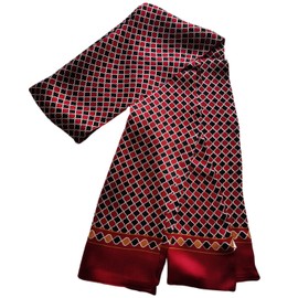 XUYUZUAU Men's 100 Silk Scarf Double Layers Fashion Neckerchief Formal Casual (Gourd-Red)