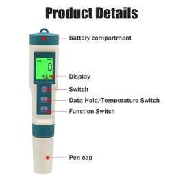B-Qtech Digital Water Quality Tester 8 in 1, PH/TDS/EC/ORP/S.G/H2/SALT/TEMP Tester, Portable Water Tester for Drinking Water/Swimming Pool/Spa/Laboratory/Aquarium