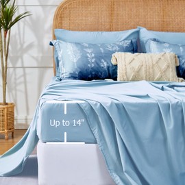 Kozyhvn Floral Comforter Set Queen Blue, Cute Flower Bed in a Bag Queen Boho 7 Pieces, Soft Fluffy Bedding Sets with Comforter, Sheets, Pillowcases & Shams, All Season