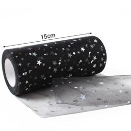 SuKeYuan Tulle Roll Spool Sequin Tulle Fabric Roll Glitter Star Tulle Mesh Fabric Mesh for DIY Tutu Skirt, Table Runner，Wedding Decoration