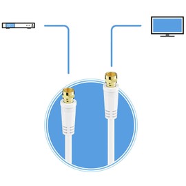 SAT Cable 7.5 m 75 Ohm 110 dB 4x Shielded F Connector > F Connector Coaxial Cable Antenna Cable TV HDTV Radio DVB-T DVB-C DVB-S DVB-S2 White 7.5 m