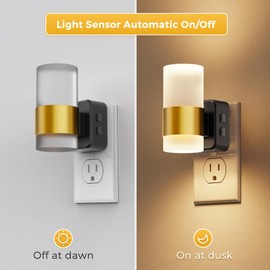 L LOHAS LED Night Light,Night Lights Plug into Wall,[2-Pack] Dusk to Dawn Sensor,3000K Soft White,Brightness Adjustable,180°Rotating Nightlight for Adults Bathroom Bedroom