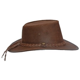 Black Jungle Daintree Lightweight Leather Hat in Fine Suede Brown Sizes S-XXL, brown