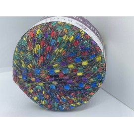Berlini Ladder Ribbon Glitter Yarn - 50 Grams (1.75 Ounces), 142 Yards #124 Rainbow with Gold Metallic Accent