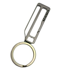 Krak01 Kurohido Titanium Key Chain with Belt Hook, Titanium Carabiner with Ring, 1 Piece