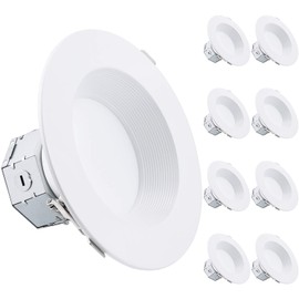 TORCHSTAR 8-Pack 6 Inch LED Integrated Canless Recessed Lighting with Junction Box, Anti-Glare Deep Baffle Trim, CRI90 Dimmable Downlight, 15W 1125lm, JA8 ETL ES, Air Tight IC Rated, 3000K Warm White