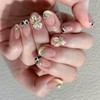 Short Press on Nails Almond Fake Nails French Tip False