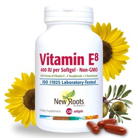 Vitamin E Supplement 400 IU Capsules Organic | All 8 Types of Naturally Sourced Vitamin E for Vision & Brain Support | 4 Tocopherols & 4 Tocotrienols for Men & Women (120 Softgels)