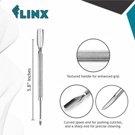 FLINX Nail Cuticle Pushers Tool with Pouch Nail Tools for Manicure & Pedicure Metal Cuticle Pusher and Scraper Empujador de Cuticula Professional Cuticle Tools for Nails, Nail Pusher and Nail Scraper