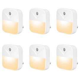 6 Pack Night Light Plug in, Warm White LED Nightlights with Smart Dusk to Dawn Sensor, Plug into Wall Nightlights Suitable for Bedroom, Bathroom, Hallway, Kitchen, Stairs, Kids, Adults, Kids Room