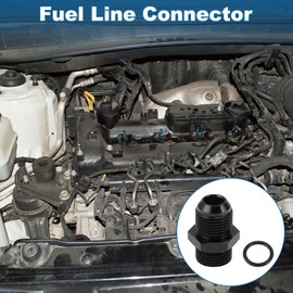 A ABSOPRO Male Flare Reducer Hose Fitting Adapter ORB10-10AN Fuel Line Connector Aluminum with O-ring Black