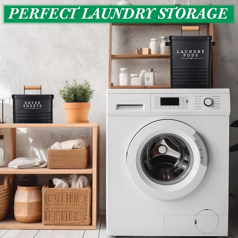 Yaocom 2 Pcs Laundry Pod Container with Dryer Sheet Holder
