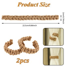 Ptwola 2 Pack Braided Curtain Tiebacks Boho Elegant Rustic Curtain Holdbacks Tie Backs Holders Set Simple Light Weight Drapes Decorative Accessories Handmade for Home Office Bedroom Window (2, Linen)
