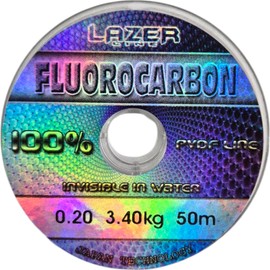 LAZER LINE Fluorocarbon Fishing Line 50 m Diameter 0.20 mm Test 3.4 kg - Transparent Leader Line for Pike Zander Perch Trout Carp - Fluorocarbon Leader - Predator Fishing Line - Fluorescent Carbon