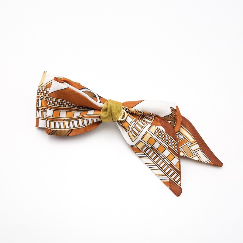 (3 types) Burnaby scarf unbalanced ribbon hairpin brown 10cm /