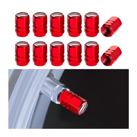Mandark Car Tire Valve Stem Caps, 12PCS Aluminum Corrosion Resistant Wheel Air Pressure Stem Cover Set, Dustproof Automotive Tyre Accessories, Universal for Truck, Motorcycle, SUV(Red/Style C)
