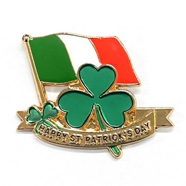 St Patrick's Day Irish Flag Pin Badge Brooch, St Patrick's Day Irish Flag Clover Remembrance Pin Badges 2025, Green Clover Lapel Pin Badge Decorations Gifts Memorabilia