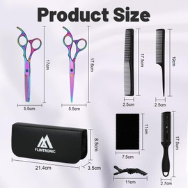 Flintronic Hairdressing Scissors, 8 Pieces Professional Hair Cutting Scissors 6.9 Inches, Ultra Sharp and Precise Cut Styling Scissors for Hairdressers and Salons - Hair Cutting Scissors for Men and